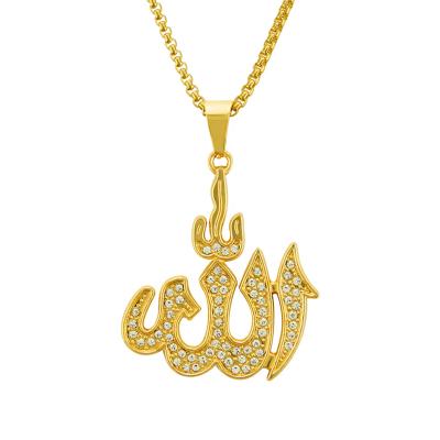 China European and American men's religious hip-hop Diamond-encrusted Allah necklace manufacturers pendant new products in stock for sale