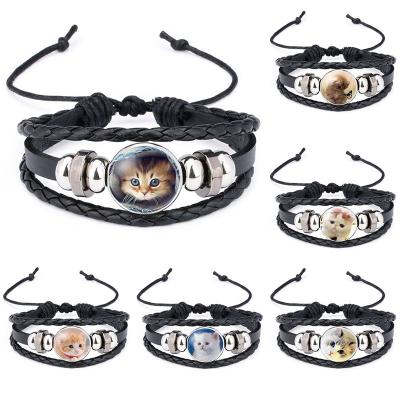 China 2022 FASHIONABLE European and American Pet Cat Butterfly Series Bracelet Alice in Wonderland Cat Pattern Time Gem Cuff Accessories for sale