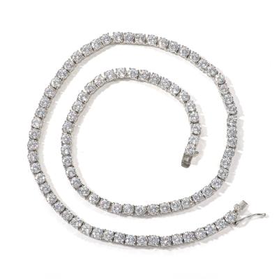 China Other 4mm Tennis Chain Mens Hip Hop Single Row Full Diamond Moissan Diamond Tennis Necklace for sale