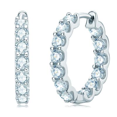 China FASHIONABLE European and American Luxury Cut Moissan Diamond Earrings 18K White Gold S925 Silver 3mm Series Fast Shipment for sale