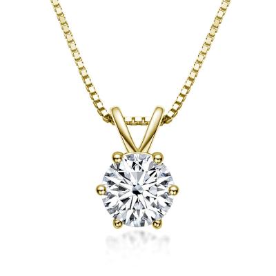 China European and American Classic Romantic Six-claw Moissanite Necklace Female 925 Silver Platinum-Plated Moissanite Pendant Necklace for sale