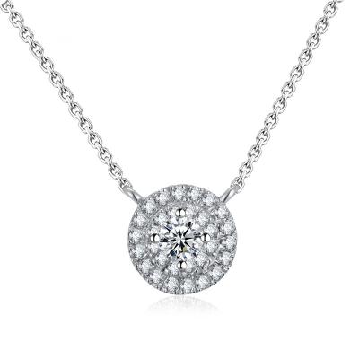 China Wholesale 18K White Gold European And American Round Moissanite Necklace Romantic Proposal Jewelry Pendant for sale