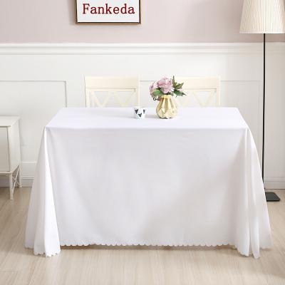 China Cheapest wholesale waterproof polyester tablecloth banquet party wedding white tablecloth for sale