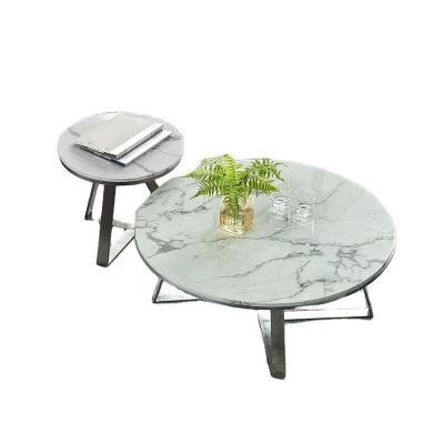 China Wholesale Modern Convertible Coffee Tables Marble Metal Customized Style Sets Living Room Stainless Steel Tea Table for sale