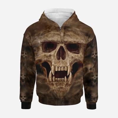 China Anti-wrinkle Goth Skull Zip Hooded Print Autumn Harajuku Male Tops Spring Fashion Boy Girl Children 3D Sweatshirts Hoodies Mens Clothing for sale