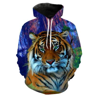 China 3D Hoodies Tiger Printing Men Anti-wrinkle OEM Manufacturing Fashion Wholesale Men's Clothing Hoodies for sale