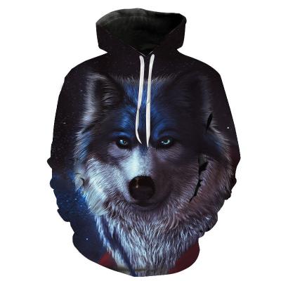 China wholesale hot sale Anti-wrinkle plus size Wolf Mens Fashion 3D Digital Printed Anime Hoodies for sale