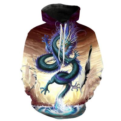 China Anti-wrinkle Factory Customized Colorful Polyester 3D Dragon Pattern Printing Men Hoodies for sale