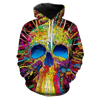 China 2021 New Winter Anti-wrinkle Polyester Skull Logo Heavy Quality Hip Hop Men's Custom Hoodies for sale