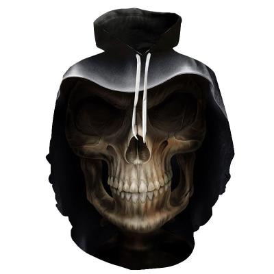 China New Style OEM Anti-Wrinkle Polyester Street Wear Pullover Skull Men's Printed Hoodies All Over for sale