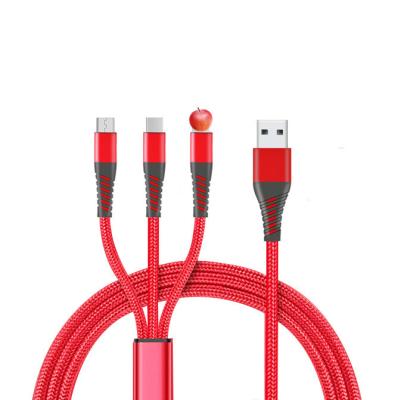 China 1.2m 3A 3 In 1 Usb Cable Quick Charge TPE Usb 2.0 Data Transfer Cable for sale