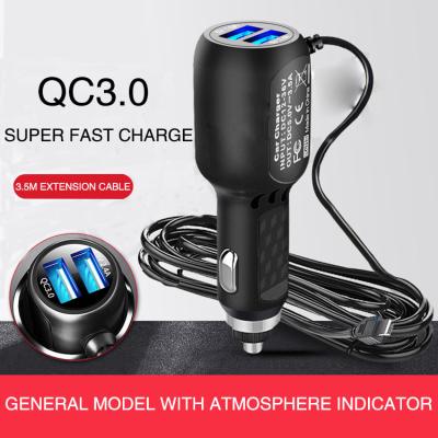 Chine Chargeur de voiture de Dual USB QC3.0 de navigateur avec le cordon de secteur de 3.5m à vendre