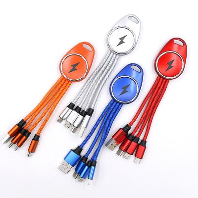 China Portable Nylon Fast Charging 17cm Keychain USB Cable With LED Light for sale