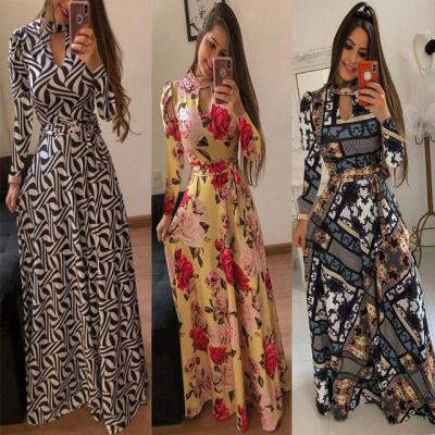 China Latest Women's Maxi Dress Floral Print Women's Anti-Static Wholesale Casual Dress Fashion Maxi Dresses for sale