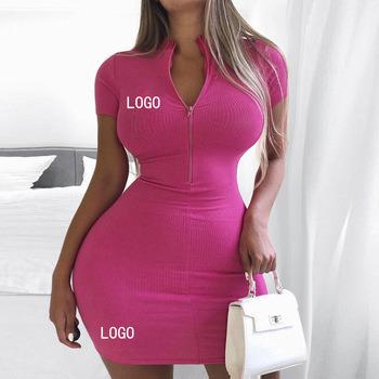 China Wholesale Anti-Static Hot Custom Women's Fashion Dresses Summer Cotton Clothes Knit Casual Mini Bodycon Outfits for sale