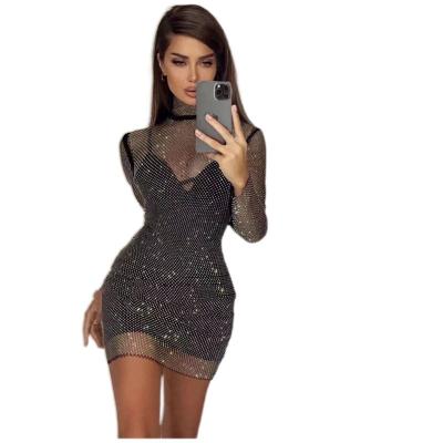 China 2022 Breathable New Club Night Club Sparkly Rhinestone Casual Dress Women Long Dress Women Dress Lady Elegant for sale