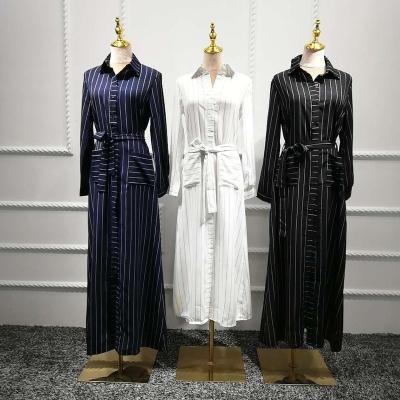 China Fashion Ramadan EID 2020 Striped Turkey Muslim Kaftan Dress Dubai Abaya Islamic Clothing for sale