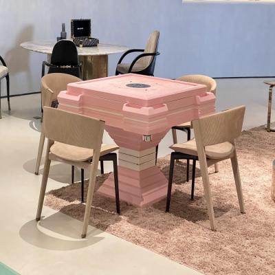 China New Light Deluxe Mahjong Table Light Luxury Tiles Fully Automatic American Mahjong Table Set With 2 Pairs Of Chairs 2 Sets Of Mahjong Tiles for sale