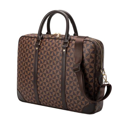 China Newest Fashinable LOGO Black Brown Waterproof Vintage PU Leather Laptop Bag Berifcase Custom Sling Bag On Stock for sale