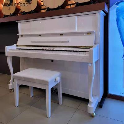 China Middleford Professional 88 Keys Mechanical White Polish Color Acoustic Upright Piano UP-121W Curve Legs for sale