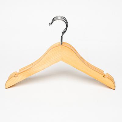 China Factory price eco-friendly material cheap natural color cloth kids wooden hanger with custom logo for sale