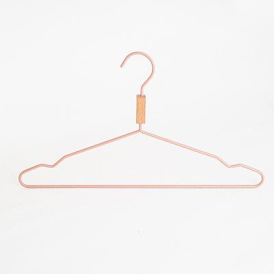 China Wholesale Special Wood Material Eco-Friendly Design And Metal Combined Non-slip Pink Shirt Pant Hanger Beautiful Hanger Metal For Kids for sale