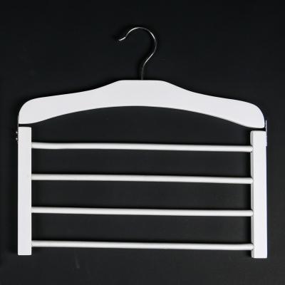 China Eco - Friendly Material Multilayer 4 Bars Wooden Clothes Rack White Multi Bar Pants Rack for sale