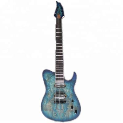 China Knot Mahogany Maple String Weifang Rebon 7 Electric Guitar in Sunburst Blue Color for sale