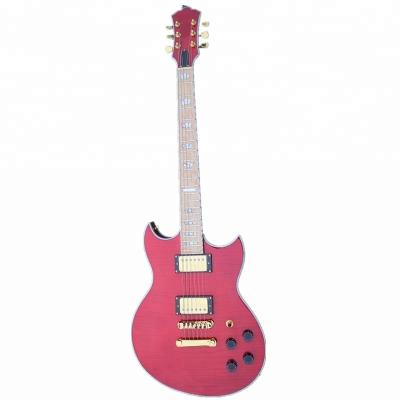 China Weifang Rebon LP Wine Red Color Mahogany Double Cut Electric Guitar for sale