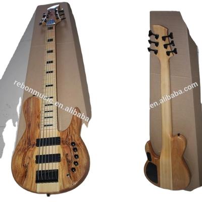 China Basswood 6 String Neck Through Maple Body Spalted Electric Bass Guitar for sale