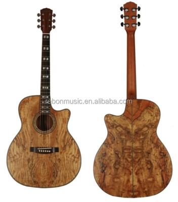 China Weifang Mahogany Rebon 39 Inch Spalted Maple Cutaway Acoustic Guitar for sale