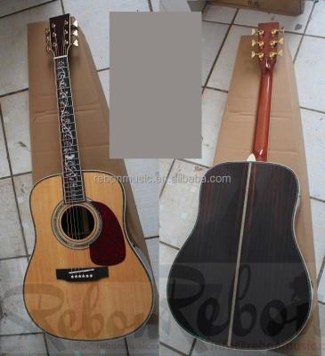 China Ashwood Weifang Rebon 41 Inch Round Body All Solid Acoustic Guitar With Abalone Binding for sale