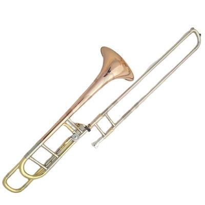 China Gold Lacquer Weifang Rebon Tuning Bb/F Lead Phosphor Brass Copper Tenor Trombone for sale