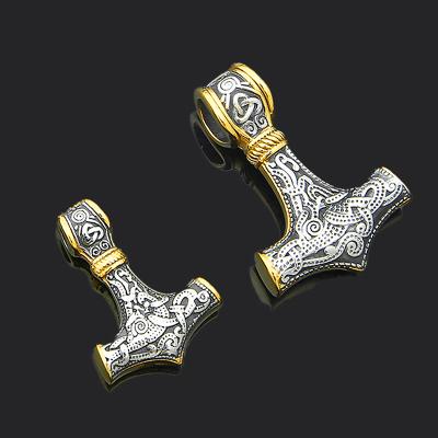 China 2020 CLASSIC Trade Assurance Vintage Viking Thor's Hammer Necklace Stainless Steel Norse Wolf Head Religious Men's Pending Accessories for sale