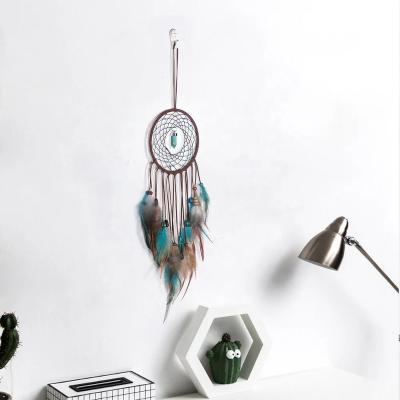 China CLASSIC DIY Home Decoration DIY Dreamcatcher LED Lighting Moon Design Feather Handmade Craft Hanging Dream Hook 2020 European American for sale