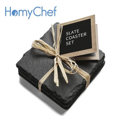 China Sustainable Quality Square Laser Grateful Slate Coasters For Salvation Royal Wine for sale