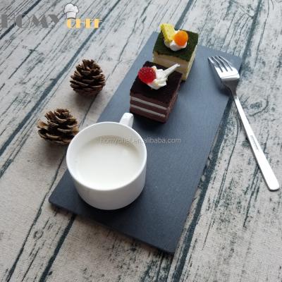 China Sustainable Use Supply 30x15cm Kitchen Rectangle High Quality Slate Dish With Cup Holder for sale