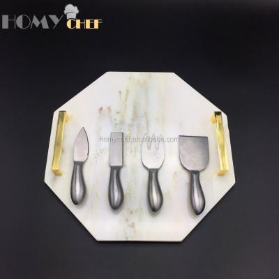 China Modern Elegant Custom White Marble Octangle Slab Cut Top With Gold Handle for sale