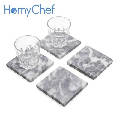 China Viable Manufactured White and Gray Natural Marble Square Coasters 10*10*1-1.2cm for sale