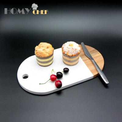 China Factory Direct Disposable Popular Marble Oval Party Decoration Wooden Cutting Board For Restaurant for sale