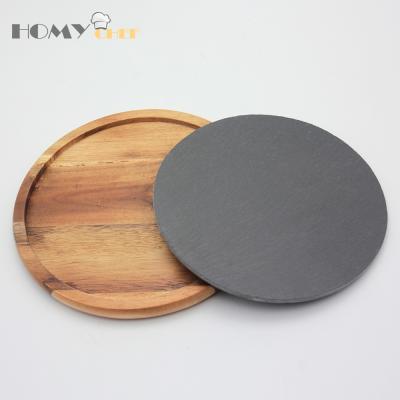 China Disposable factory style direct hot diameter 20cm beautiful the log +slate board fruit use for sale