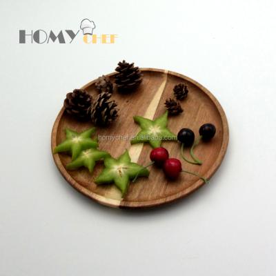 China Kitchenware Factory Direct Style New Selling Round Acacia Wood Tray For Biscuit for sale