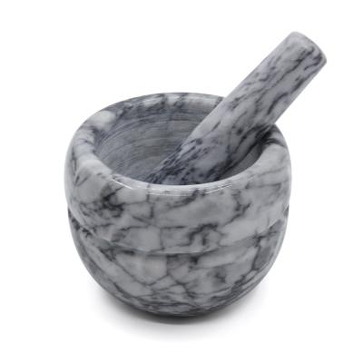 China Viable Marble Mortar and Pestle Set Small Kitchen Grinder Garlic Dried Fruit Marble Stone Herbs and Spices Marble Grinder and Grinder for sale