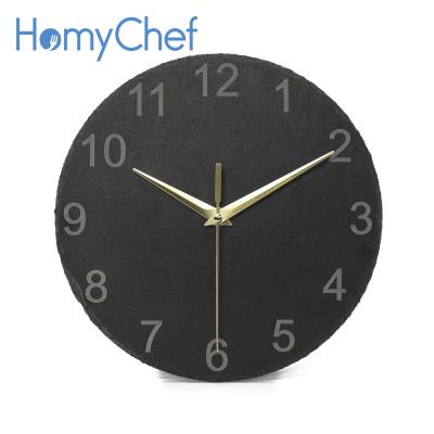 China Sustainable Specialization Hot Products Dia25cm / 30cm Round Black Slate Clock With Laser for sale