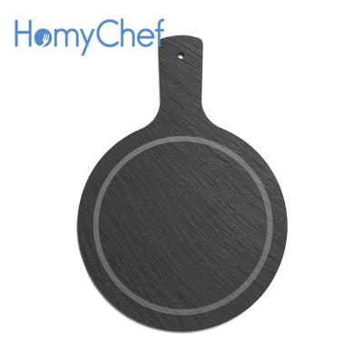 China Direct Slate Paddle Slate Sustainable Tray Factory Turned Natural Black Slate Serving Paddle For Food for sale