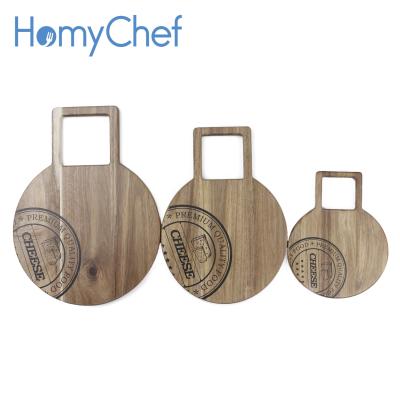 China Disposable Success Natural Round Shaped Cheap Acacia Wood Cutting Board for sale