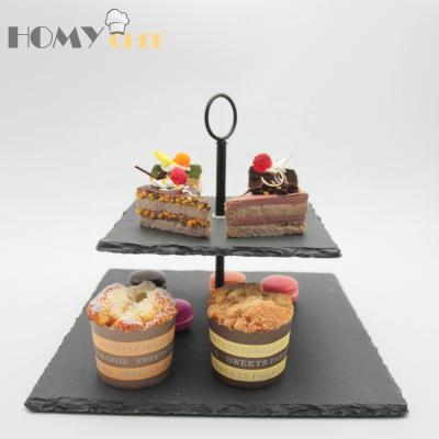 China Sustainable Slate Rack Cake Stand For Wedding Decorating Slate Tableware for sale