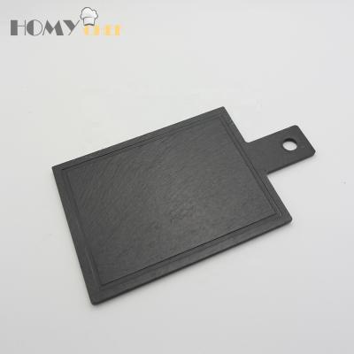 China Sustainable Slate Dish Natural Slate Serving Palette With Handle Slate Tray for sale