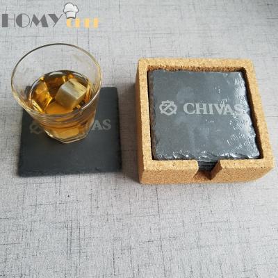 China Factory Direct Sales Sustainable Coaster Slate Black Square Coaster for sale