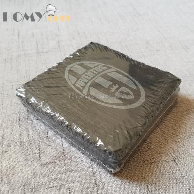 China Sustainable factory direct natural stone black slate table coaster 10*10cm for sale